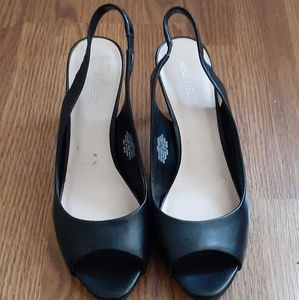 Black open toe heels